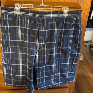 Pebble Beach Navy and White Plaid Flat Front Shorts